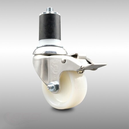 Service Caster 3 Inch 316SS Nylon Wheel Swivel 1-7/8 Inch Expanding Stem Caster Lock Brake SCC SCC-SS316TTLEX20S314-NYS-178